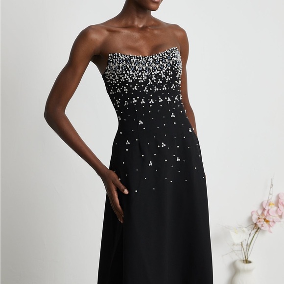 MELISANDE BLACK EMBELLISHED MIDI DRESS - S - Picture 7 of 12